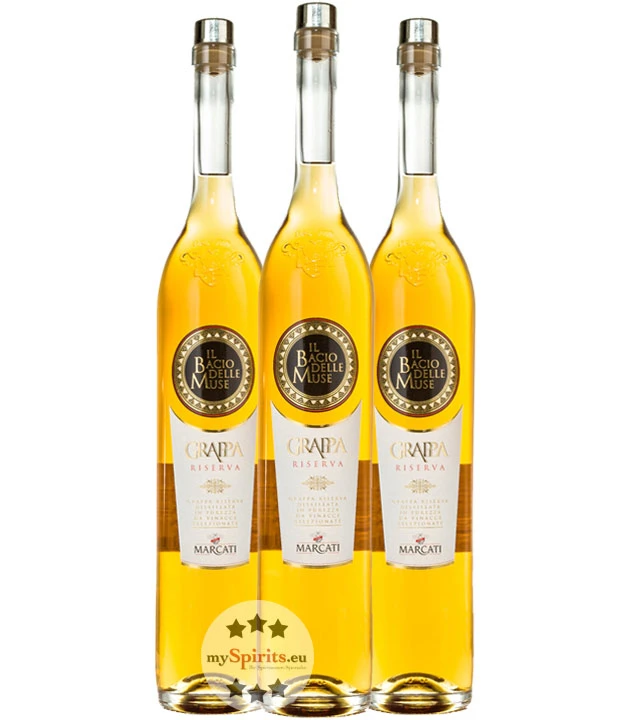 3er Paket Marcati Grappa Riserva „Il Bacio Delle Muse“ 1,5l 1 3er Paket Marcati Grappa Riserva „Il Bacio Delle Muse“ 1,5l
