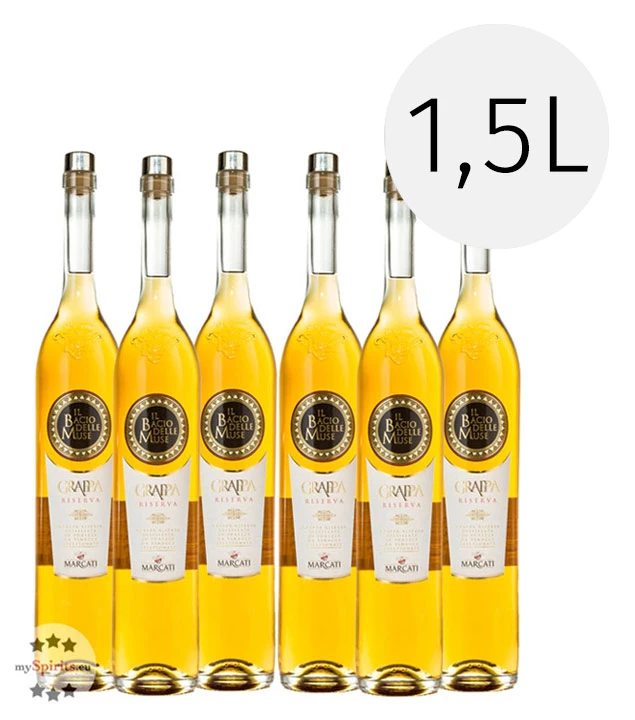 6er Paket Marcati Grappa Riserva „Il Bacio Delle Muse“ 1,5l 1 6er Paket Marcati Grappa Riserva „Il Bacio Delle Muse“ 1,5l