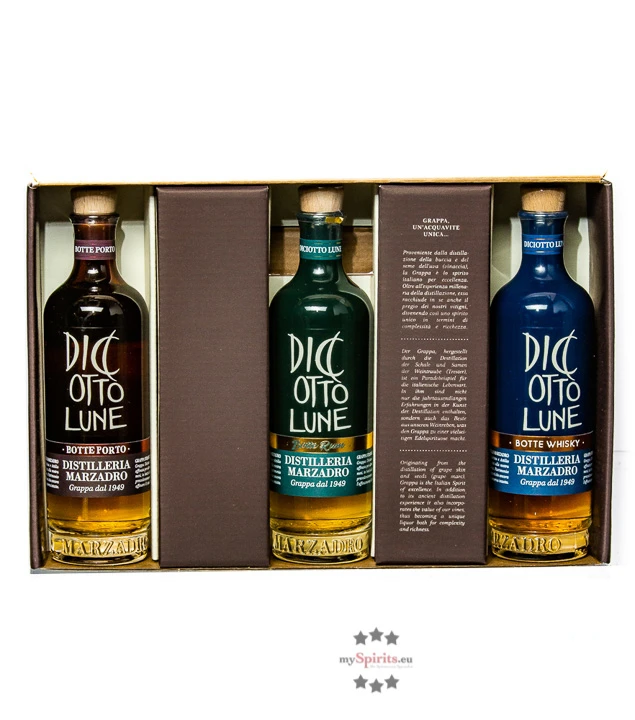 Marzadro Geschenkset Riserve Grappa Diciotto Lune Botte Porto, Rum & Whisky 3 Marzadro Geschenkset Riserve Grappa Diciotto Lune Botte Porto, Rum & Whisky – Bild 3