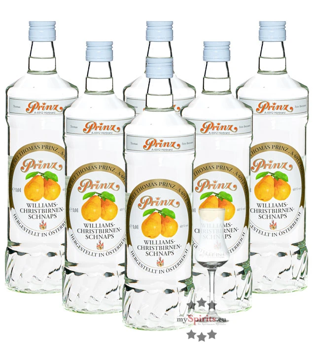 6 X Prinz Williams-Birnen Schnaps + Gratis Schnapskelch 1 6 X Prinz Williams-Birnen Schnaps + Gratis Schnapskelch